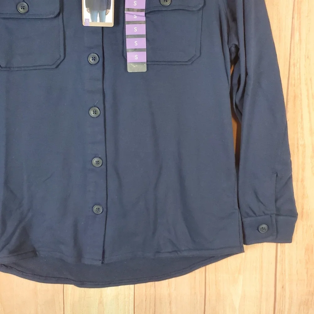 Berkley Jensen Shacket Womens S Oversized Long Sleeve Chest Pockets Button-Up